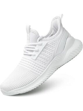 Women's White Lightweight Breathable Running Athletic Walking Sports Shoes